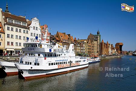 Gdańsk (Danzig) - Długi Pobrzeże
(Lange Brcke)., Polen, Danzig, Gdańsk, Lange Brcke, Długi, Pobrzeże, Krantor, Mottlau, Albers, Foto, foreal,