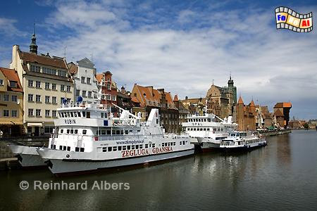 Gdańsk (Danzig) - Długi Pobrzeże
(Lange Brcke)., Polen, Danzig, Gdańsk, Lange Brcke, Długi, Pobrzeże, Krantor, Mottlau, Albers, Foto, foreal