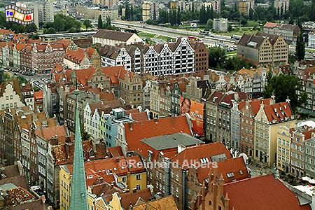 Gdańsk (Danzig) Blick vom Turm der Marienkirche Richtung Langer Markt., Polen, Danzig, Gdańsk, Rechtstadt, Ausblick, Marienkirche, Albers, Foto, foreal