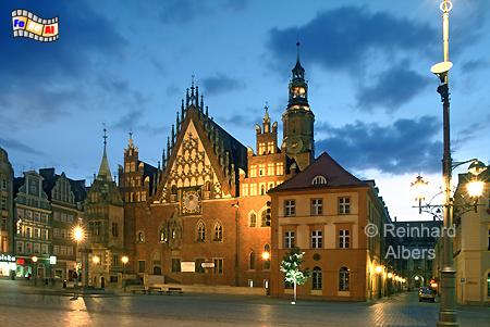 Wroclaw (Breslau) - Rathaus Ostfassade, Polen, Polska, Breslau, Wroclaw, Niederschlesien, foreal, Albers, foto, Rathaus