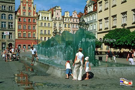 Wrocław (Breslau) - Brunnen auf dem Rynek (Ring), Polen, Polska, Breslau, Wrocław, Rynek, Ring, Brunnen