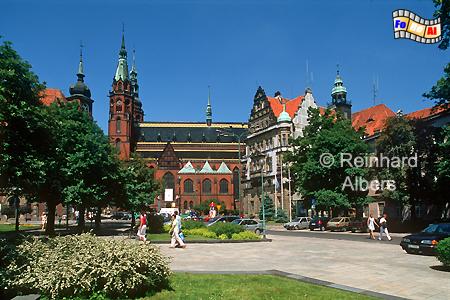 Legnica (Liegnitz) - Das Neue Rathaus am Plac Chopina (rechts im Bild), Polen, Polska, Schlesien, Legnica, Liegnitz, Schloss, foreal, Albers, Foto
