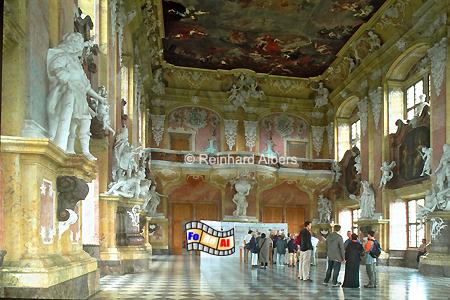 Lubiąż (Leubus) - Der Frstensaal im Nordflgel des Klosters reicht ber 2 Stockwerke und entstand in den Jahren 1734-38., Polen, Polska, Schlesien, Kloster, Zisterzienser, Leubus, Lubiąż