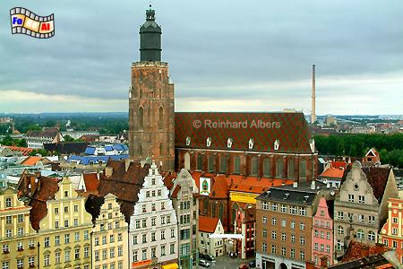 Wroclaw (Breslau) - Blick auf die Elisabethkirche vom Rathausturm., Polen, Polska, Breslau, Wroclaw, Niederschlesien, foreal, Albers, foto, Elisabethkirche