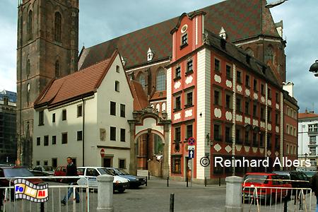 Wrocław (Breslau) - Die 2 schmalen Huser an der Nordwestecke des Rynek wurden im Volksmund 