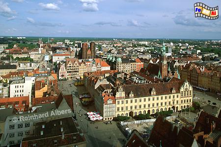 Wrocław (Breslau) - Rynek (Ring) aufgenommen vom Turm der Elisabethkirche, Polen, Polska, Breslau, Wroclaw, Niederschlesien, foreal, Albers, foto, Ring, Rynek