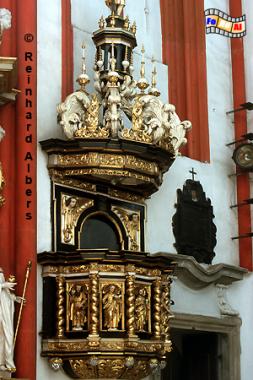 Trzebnica (Trebnitz) - Hochkanzel in der Klosterkirche., Polen, Polska, Schlesien, Kloster, Zisterzienser, Hedwig, Trebnitz, Trzebnica