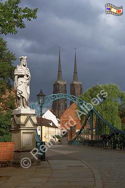 Wrocław (Breslau) - Statue der Heiligen Hedwig an der Brcke zur Dominsel, Polen, Polska, Breslau, Wroclaw, Niederschlesien, foreal, Albers, foto, Heilige Hedwig, Dominsel