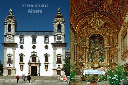 Faro - Igreja do Carmo. Altar mit vergoldeten Schnitzereien (Talha Dourada), Portugal, Algarve, Faro, Igreja do Carmo, Albers, Foto, foreal, Talha, Dourada