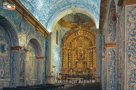 Almansil - Igreja de So Loureno mit historschen Azulejos., Portugal, Algarve, Almansil, Lourenco, Altar, Foto, Albers, foreal,