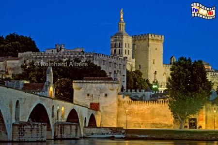 Avignon - Pont Saint-Bnzet und Papstpalast, Frankreich, France, Avignon, Pont, Brcke, Bnzet, Papstpalast, Albers, foreal, Foto, Bild