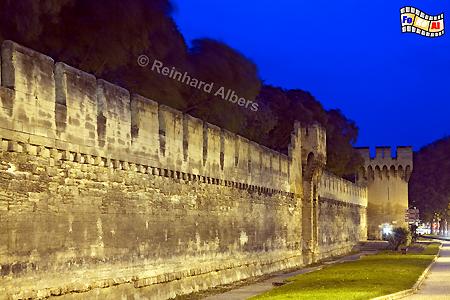 Avignon - Stadtmauer am Abend., Frankreich, France, Avignon, Stadtmauer, Rempart, Provence, foreal, Albers, Foto, Bild