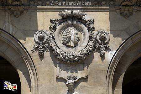 Op�ra Garnier - Bach-Medaillon and er Au�enfassade, Frankreich, France, Paris, Op�ra, Oper, Garnier, Albers, foreal,
