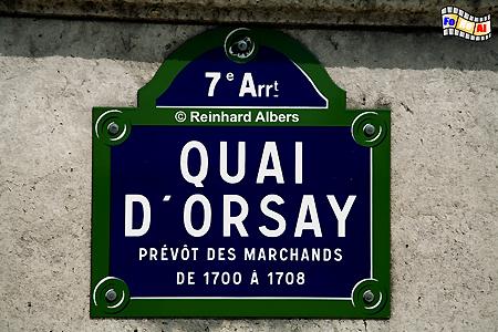 Straenschild, Paris, Quai, Orsay, Seine, Straenschild, Albers, Foto, foreal,