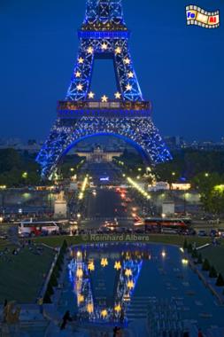 Eiffelturm mit Europaflagge anl��lich der frz. Ratspr�sidentschaft in der EU., Paris, Eiffelturm, Tour Eiffel, Albers, Foto, foreal,