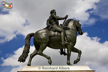 Reiterstandbild Heinrich IV. auf der Brcke Pont Neuf., Paris, Seine, Pont neuf, Henri IV, Reiterstandbild, Denkmal, Albers, Foto, foreal,