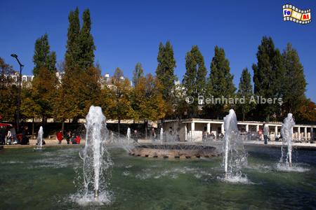 Springbrunnen am Bassin de la Villette., Paris, Brunnen, Villette, Bassin, Albers, Foto, foreal,