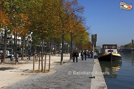 Quai de la Seine am Ufer des Bassin de la Villette., Paris, Bassin, Villette, Albers, Foto, foreal,