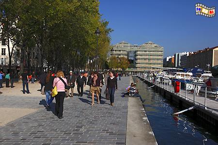 Quai de la Seine am Ufer des Bassin de la Villette., Paris, Bassin, Villette, Albers, Foto, foreal,