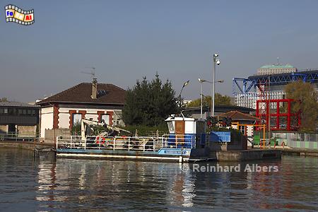 Schleuse am bergang vom Canal de l'Ourcq zum Canal Saint-Denis., Paris, Canal, Denis, Ourcq, Albers, Foto, foreal,