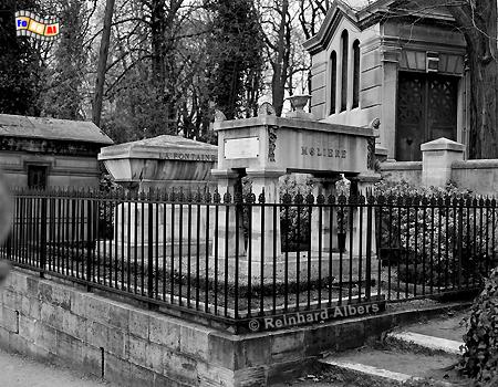 Friedhof Pre Lachaise - Grber der Schriftsteller Molire und La Fontaine., Paris, Cimtire, Friedhof, Pre, Lachaise, Albers, Foto, foreal,