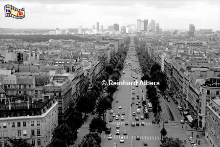 Blick vom Arc de Triomphe nach Westen in Richtung La Dfense., Paris, Arc de Triomphe, Triumphbogen, La Dfense, Albers, Foto, foreal,
