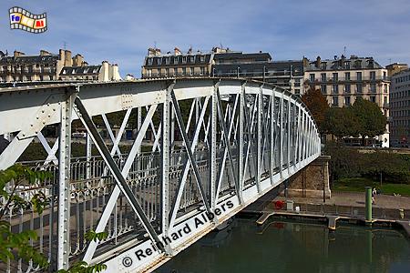 Brcke ber den Port de Plaisance de Paris., Paris, Brcke, Pont, Arsenal, Port de Plaisance, Albers, Foto, foreal,