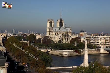 Blick auf die Ile de la Cit mit der Kirche Notre Dame, aufgenommen von der Dachterrasse des Institut du Monde arabe., Paris, Notre-Dame, Ile, Cit, Seine, Albers, Foto, foreal,