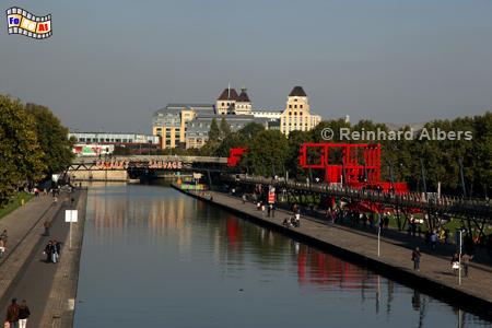 Canal de l'Ourcq im Viertel La Villette, Paris, Villette, Canal, Ourcq, Albers, Foto, foreal,