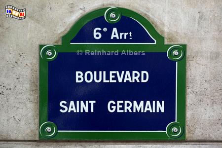 Straenschild Boulevard Saint-Germain., Paris, Straenschild, Boulevard, Saint-Germain, Albers, Foto, foreal,