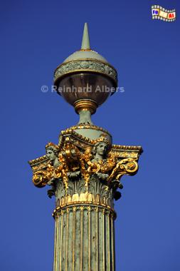 Spitze eines Laternenpfahls auf dem Place de la Concorde., Paris, Concorde, Place, Laterne, Kadelaber, Albers, Foto, foreal,