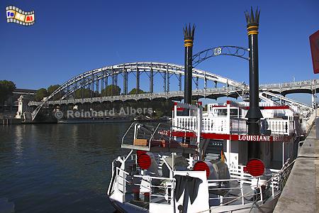 Seine mit Mississippi-Dampfer am Viaduc d'Austerlitz., Paris, Viaduc, Austerlitz, Metro, Seine, Albers, Foto, foreal,