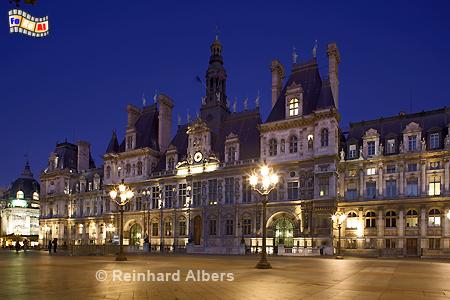H�tel de ville am Abend., Frankreich, France, Paris, H�tel, Rathaus, Albers, foreal