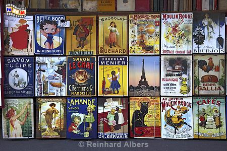 Historische Schilder bzw. Plakate bei den Bouquinisten an der Seine., Paris, Seine, Bouquinisten, Albers, Foto, foreal,
