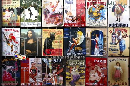Historische Schilder bzw. Plakate bei den Bouquinisten an der Seine., Paris, Seine, Bouquinisten, Albers, Foto, foreal,