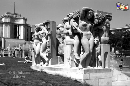 Trocadro mit Skulpturenblock, Paris, Palais, Chaillot, Trocadro, Wasserspiele, Albers, Foto, foreal,