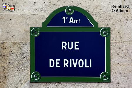 Straenschild: Rue de Rivoli, Paris, Straenschild, Rivoli, Albers, Foto, foreal,