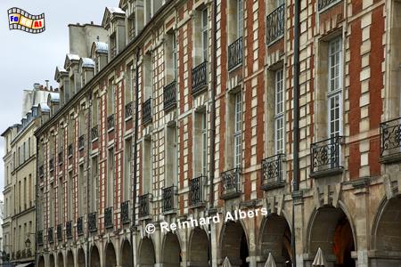 Einheitliche Hausfassaden am Place des Vosges., Paris, Place, Vosges, Marais, Albers, Foto, foreal,