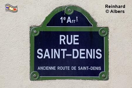 Straenschild: Rue Saint-Denis., Paris, Straenschild, Rue Saint-Denis, Albers, Foto, foreal,