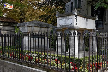 Friedhof Pre Lachaise - Grabsttten der Literaten Molire und La Fontaine., Paris, Cimtire, Friedhof, Pre, Lachaise, Albers, Foto, foreal,