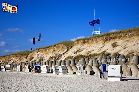 Strand + Steilkste bei Wenningstedt, Sylt, Wenningstedt, Steilufer, Kliff, Strandkrbe, Albers, Foto, foreal,
