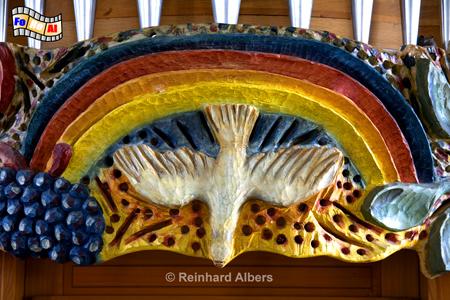 Bunte Holzschnitzereien an der Orgel in der St. Severin-Kirche in Keitum., Sylt, Keitum, Kirche, Severin, foreal, Albers,