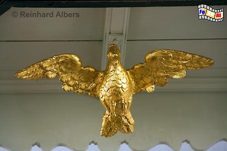 Morsum - Vergoldeter Vogel in der Kanzel der Kirche St. Martin., Sylt, Morsum, Kirche, Kanzel, foreal, Albers,