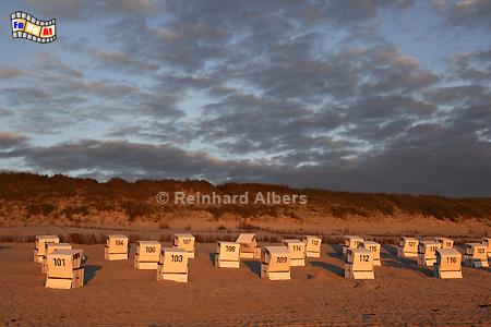 Abendstimmung am Lister Weststrand., Sylt, Nordseekste, List, Strandkrbe, Weststrand, Foto, Albers, foreal,
