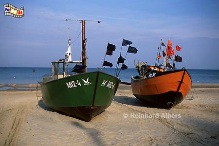 Fischerboote am Strand in Międzyzdroje (Misdroy)., Polen, Polska, Pommern, Ostseekste, Misdroy, Międzyzdroje, foreal, Foto, Albers,