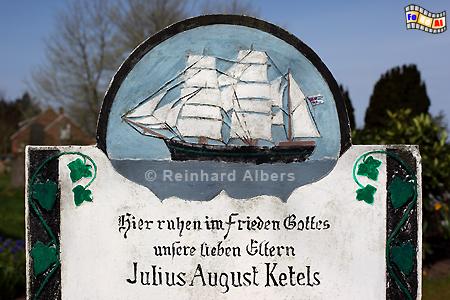 F�hr S�derende Grabstein, Nordseek�ste, Nordsee, F�hr, Nordfriesland, Kapit�nsgrab, Grabstein, S�derende, Albers, Foto, foreal,