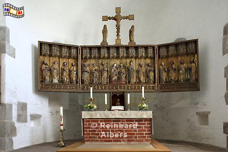 Fhr: Altar in der Kirche von Nieblum., Fhr, Nieblum, Friesendom, Kirche, Altar, Albers, Foto, foreal, 