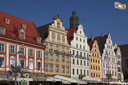 Wrocław (Breslau) - Brgerhuser an der Westseite des Marktplatzes (Rynek/Ring)., Polen, Breslau, Wrocław, Rynek, Elisabethkirche, Albers, foreal,