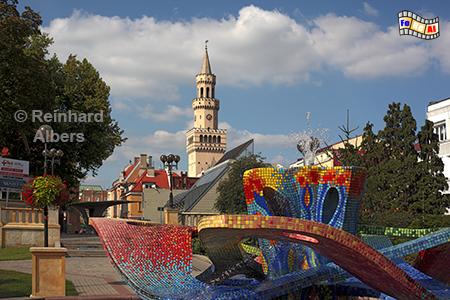 Opole (Oppeln) -Blick auf die Innenstadt mit dem Rathaus, einem Nachbau des Palazzo Vecchio in Florenz., Polen, Schlesien, Opole, Oppeln, Vecchio, Rathaus, Albers, foreal,