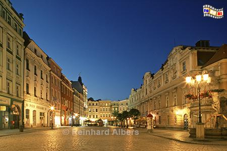 Świdnica (Schweidnitz) - Marktplatz (Rynek/Ring) zur blauen Stunde., Polen, Schweidnitz, Rynek, Ring, Albers, foreal, Foto,